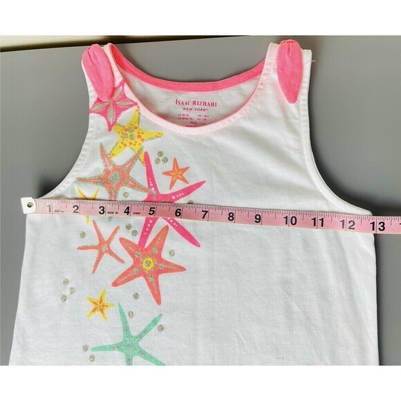 Isaac Mizrahi New York Girls White Tank Top Size M (7/8) Stars Glitter Colorful - Picture 4 of 9
